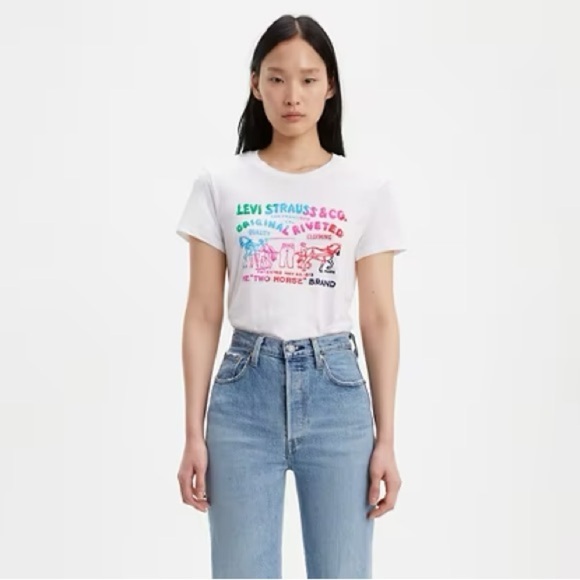 Levi’s TWO HORSE BUBBLE GRAPHIC TEE SHIRT - Picture 1 of 12